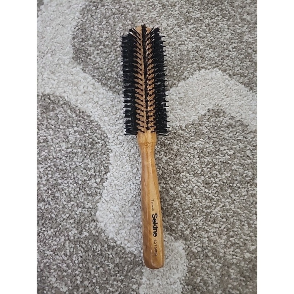 Sekine Hair Brush Round Wooden Handle 6273000 Dual Bristle Type